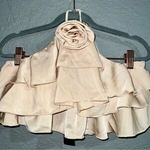 Rose Champagne Satin Cropped Blouse